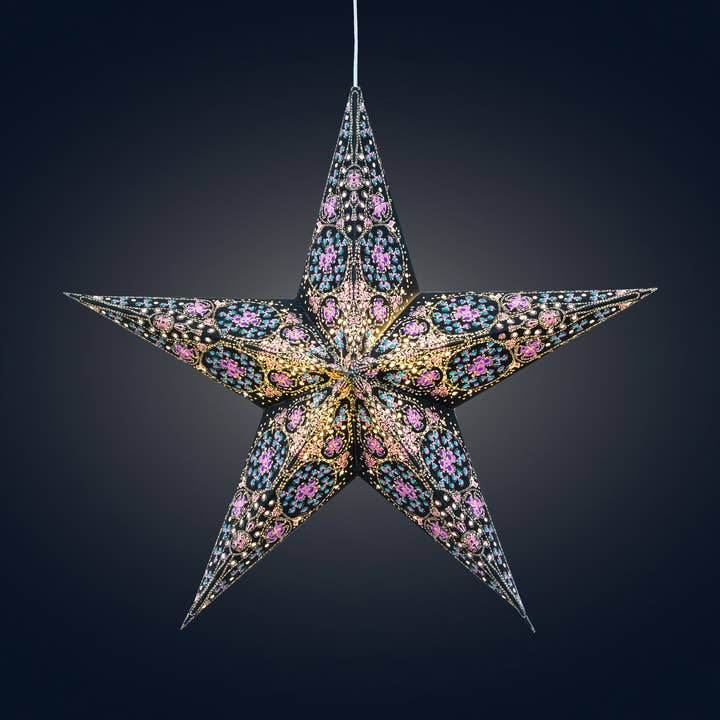 Artschatz LLC - Wholesale Papieren lantaarn/lamp - Kathedraal ~5 P,15", Turkoois/Violet papier Starlight Lantaarn0