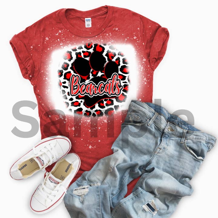 Bleached Bearcats Paw Shirt, Bearcats School Spirit Shirt (C for wholesale by Jocelyn's Comfy Apparel