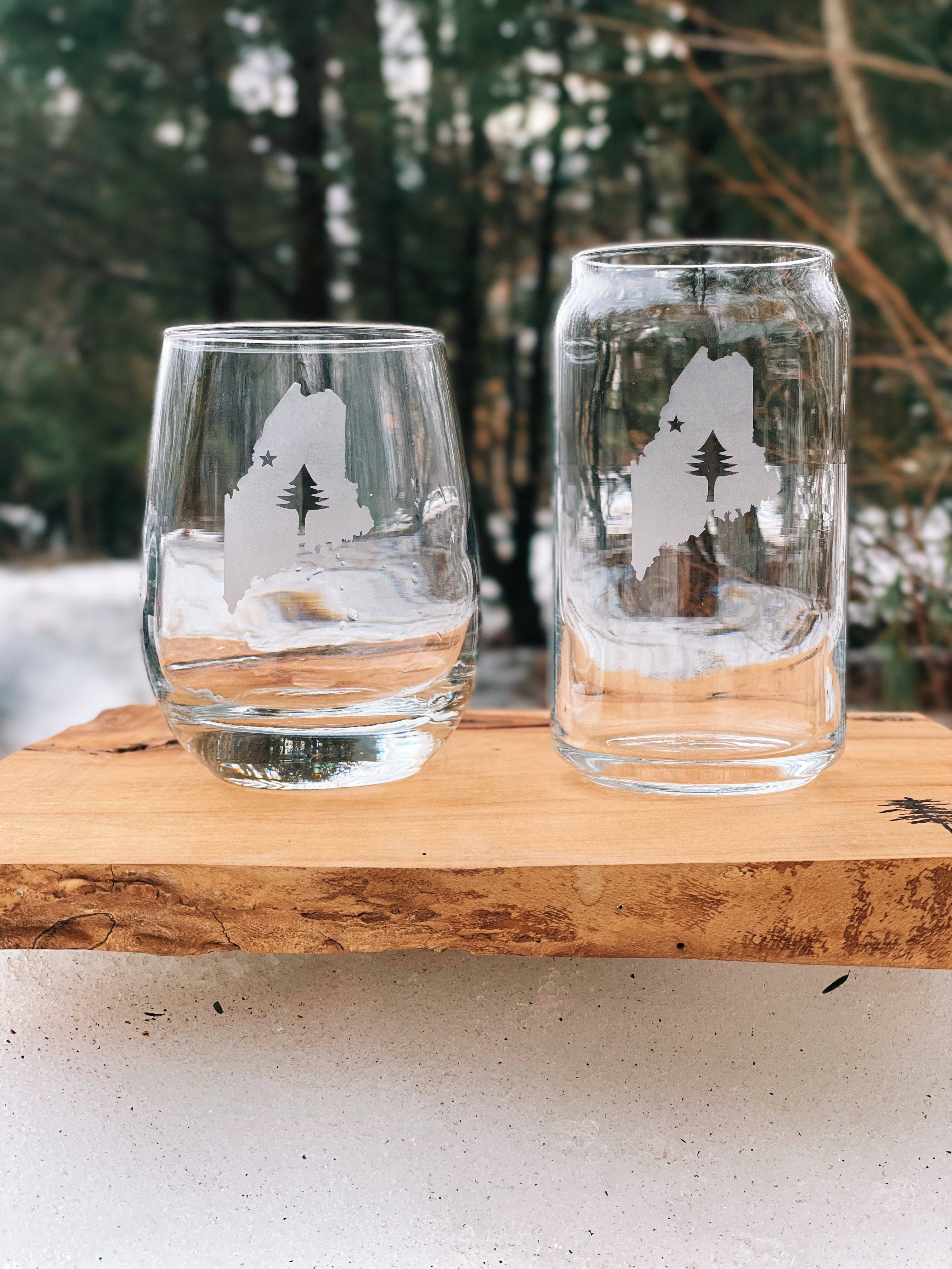 Reclaimed Maine Co. - Wholesale Drinking Glass/Cup - Nature Inspired Etched Beer Can Glasses | Maine Gifts2