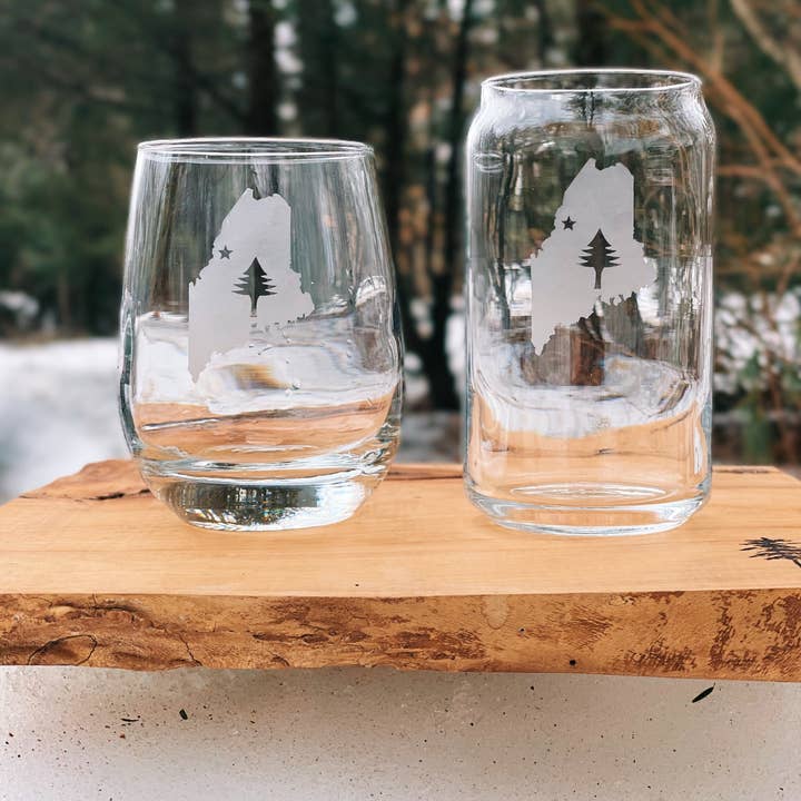 Reclaimed Maine Co. - Wholesale Drinking Glass/Cup - Nature Inspired Etched Beer Can Glasses | Maine Gifts2