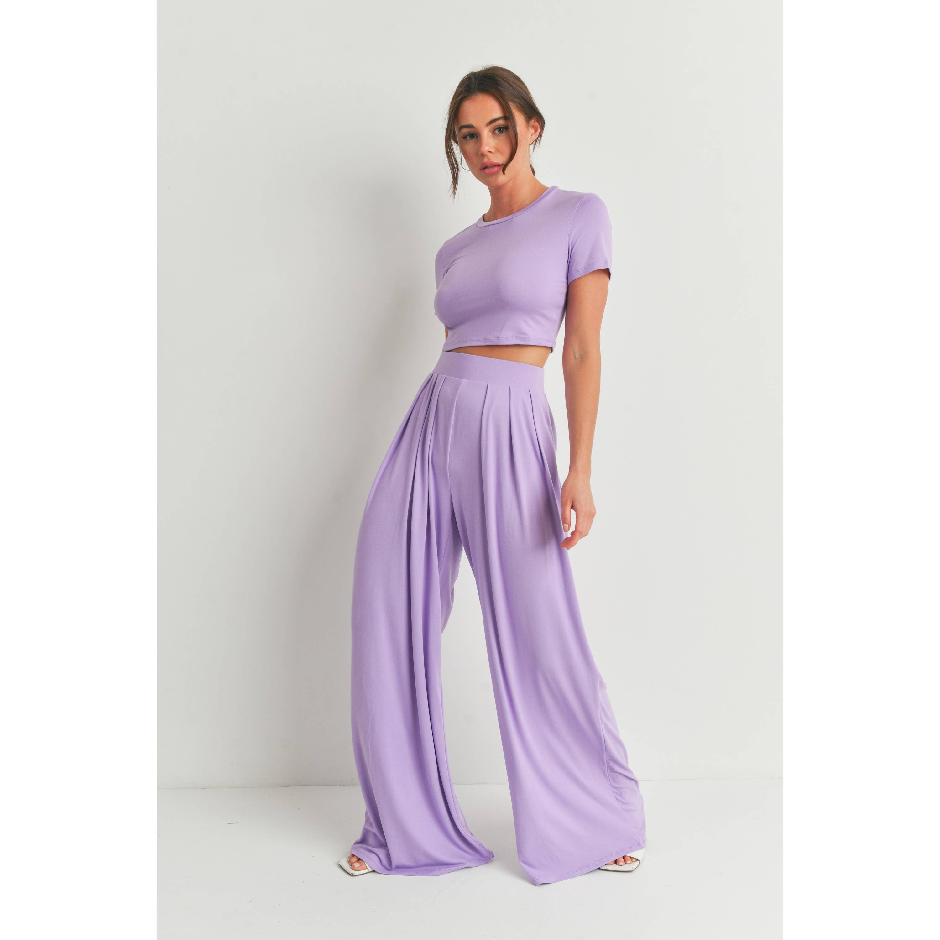 Peace Love Line - Vente Ensemble haut et pantalon (PAS d'intérieur) - Femme - Ensemble haut court et pantalon palazzo à jambes larges7