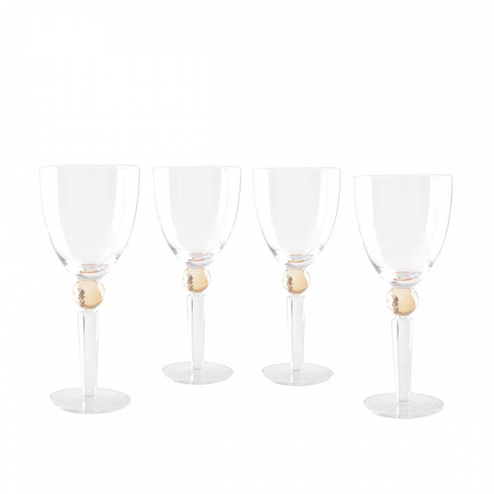 AULICA - Wholesale Wine Glass - Yellow diamond-stemmed wine glasses - set of 4