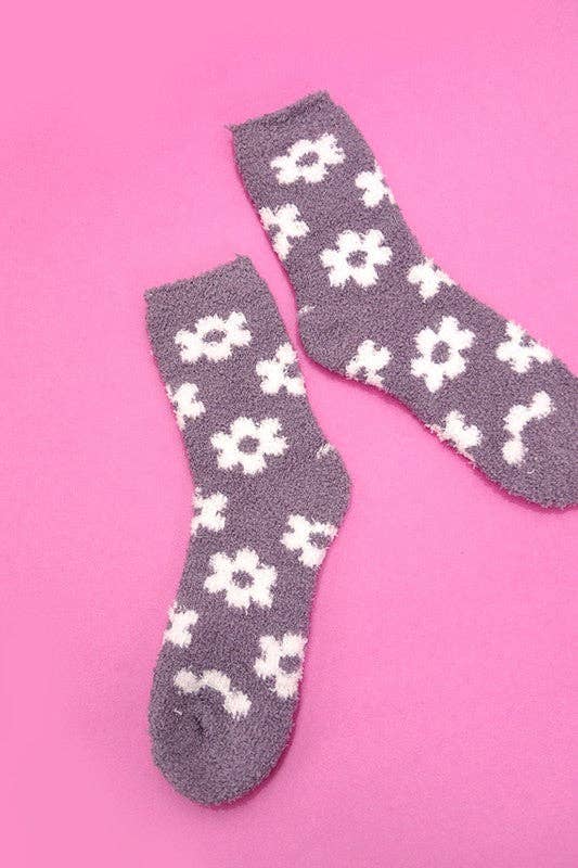 JOSSLYN by wall to wall - Wholesale Socks - Women's - WARM CORAL FLEECE PLUSH DAISY FUZZY SOCKS | 40S020471