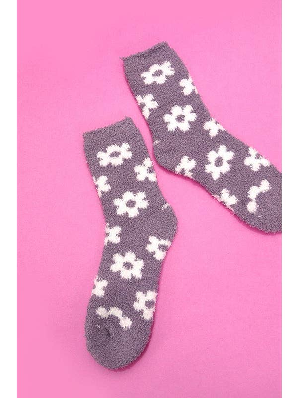 JOSSLYN by wall to wall - Wholesale Socks - Women's - WARM CORAL FLEECE PLUSH DAISY FUZZY SOCKS | 40S020476