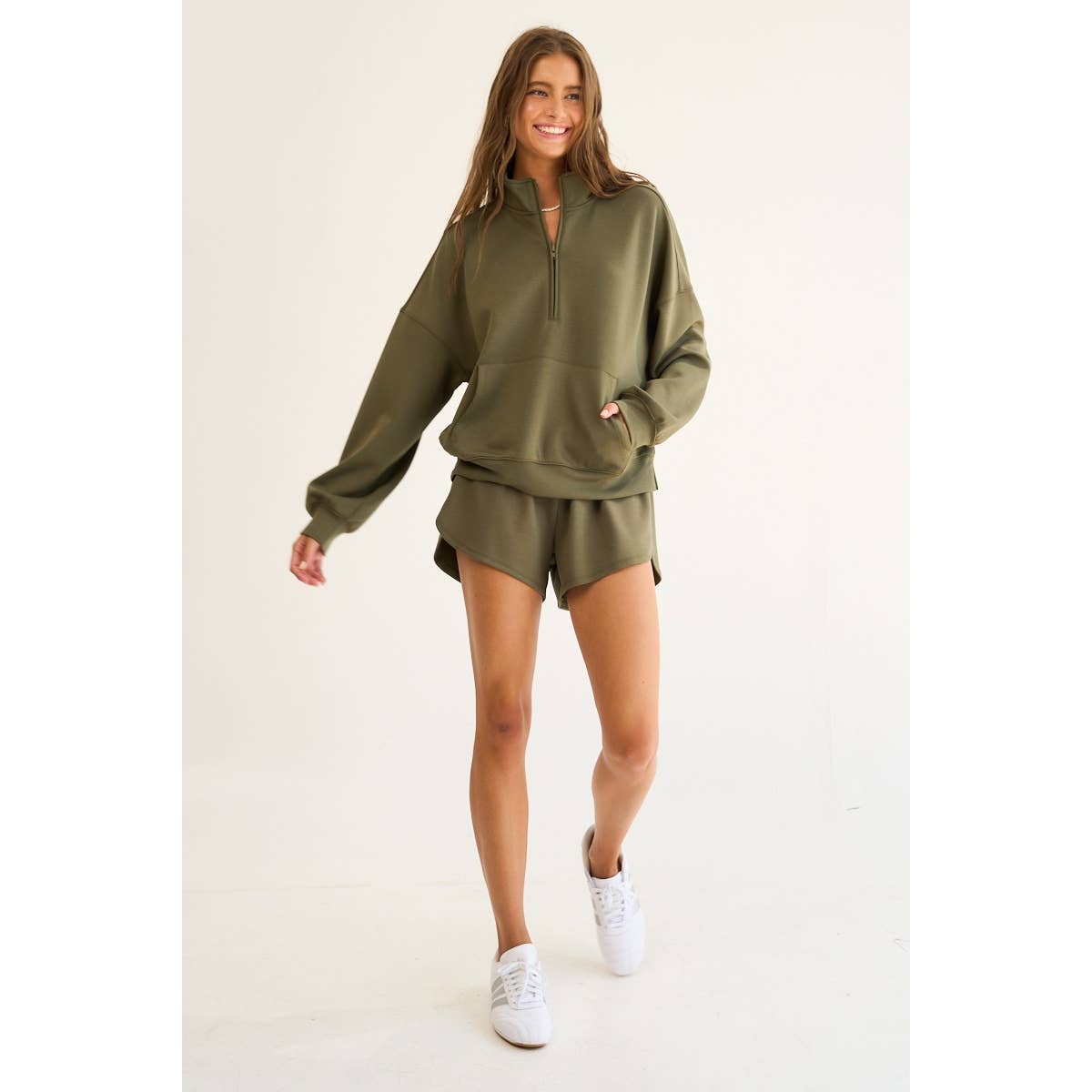 The GREii - Wholesale Sweatshirt - Women's - Mock Neck Half Zip Up Sweatshirt27