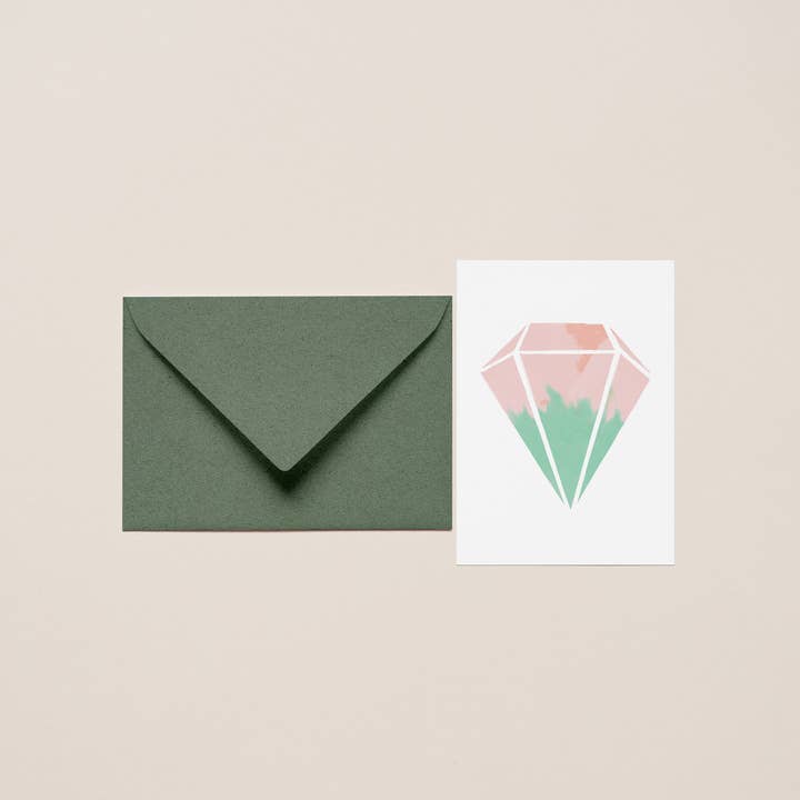 Karte Design Berlin - Wholesale Love Card - Everyday Card & Envelope – “Can't Buy Me Love” (Mint/Pink Gem) 1