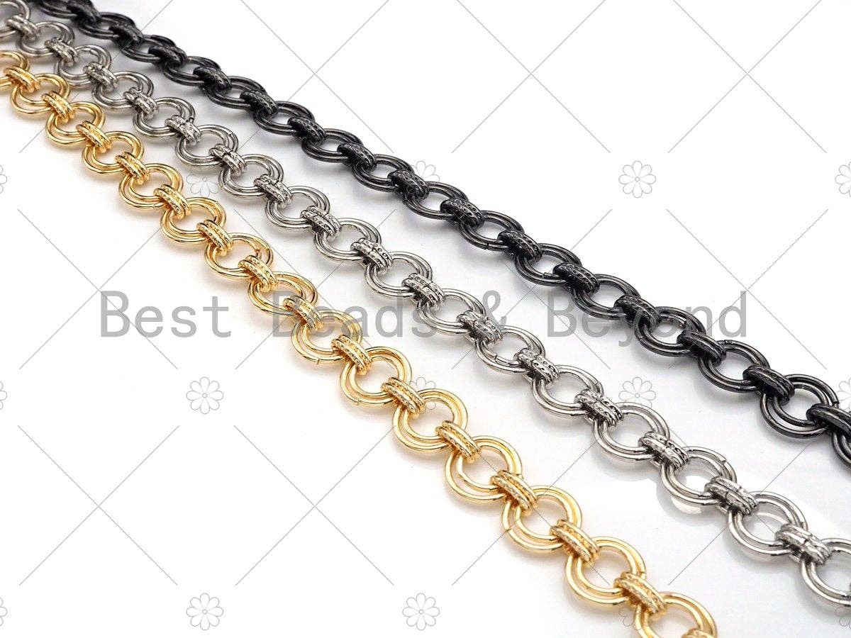 BestBeads&Beyond - Wholesale Link & Chain Necklace - High Quality Hand Made Double Cirle Chain, 18K Real Gold Pla1