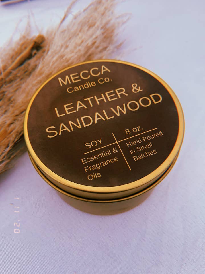 Leather & Sandalwood for wholesale by MECCA CANDLE CO.