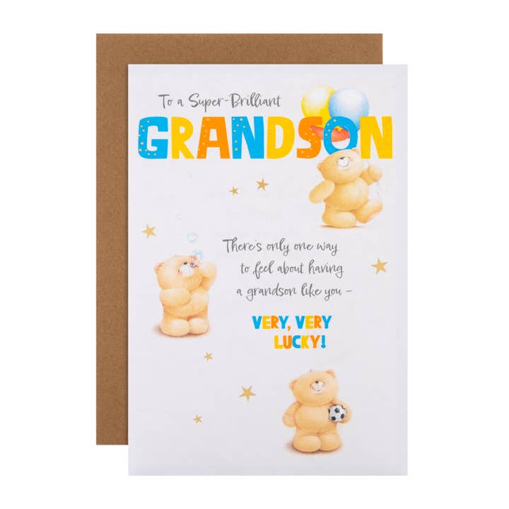 Forever Friends Bears Football Birthday Card for Grandson for wholesale by Hallmark