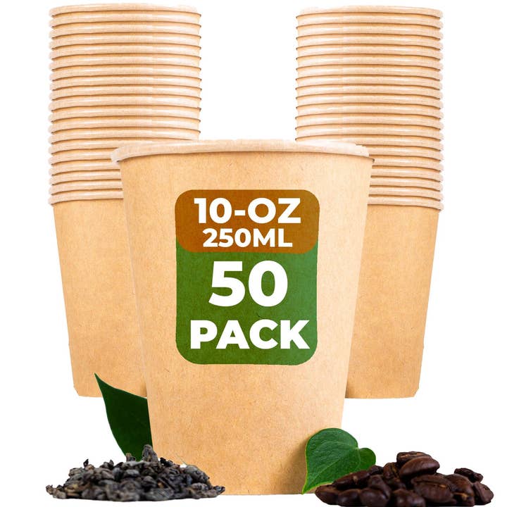 Razor Shopping - Wholesale Disposable Cup - 50-Packstrong 100% Compostable Coffee And Tea Cups - Eco - Biodegradable