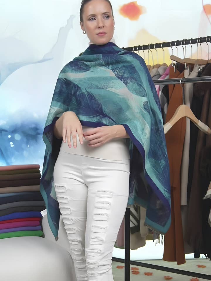 Cool Feathers Premium Scarf - TEAL for wholesale by Original USA