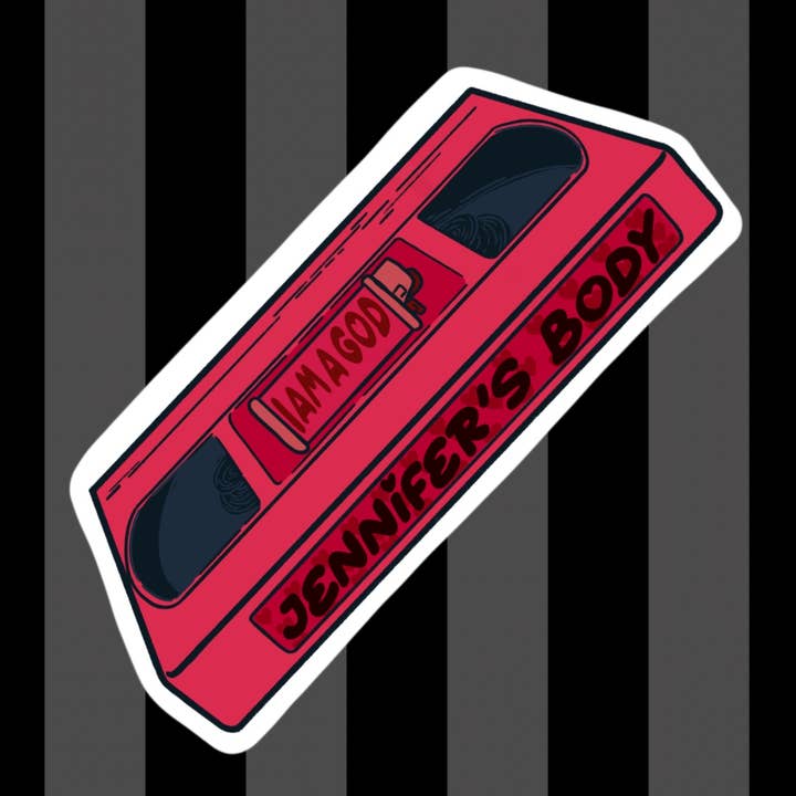 VHS Holographic Sticker Jennifer's Body Retro Art for wholesale by Fiat Lux Illustration