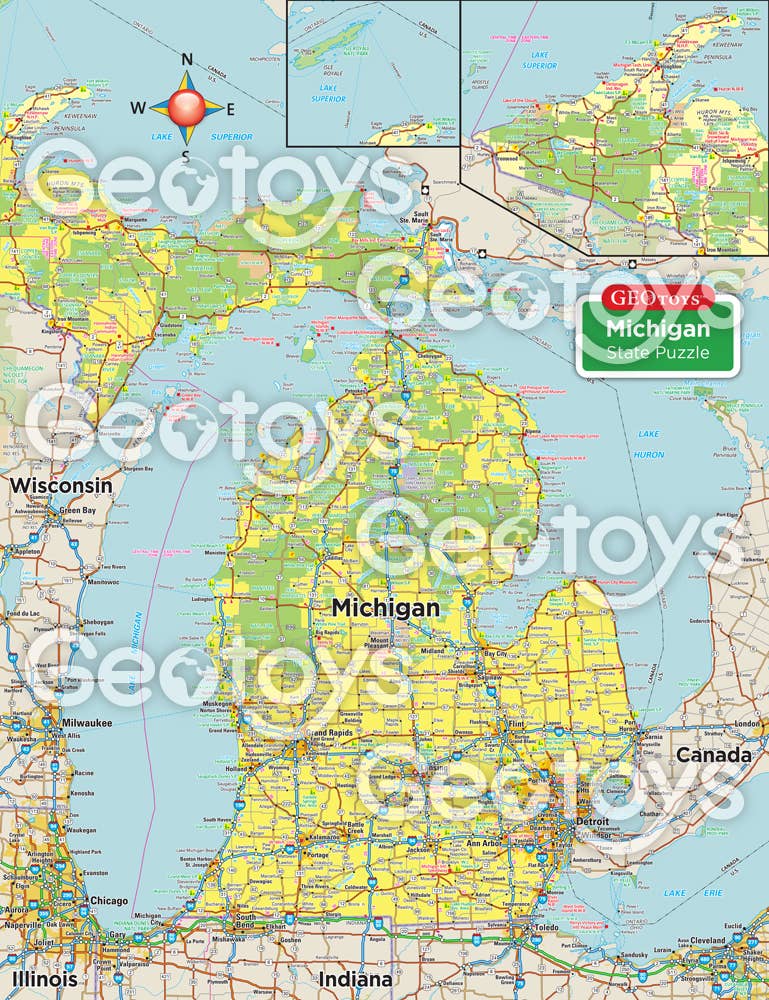 Geotoys - Wholesale Puzzle - Kids - Geotoys 100 Piece Magnetic Puzzle - Michigan1