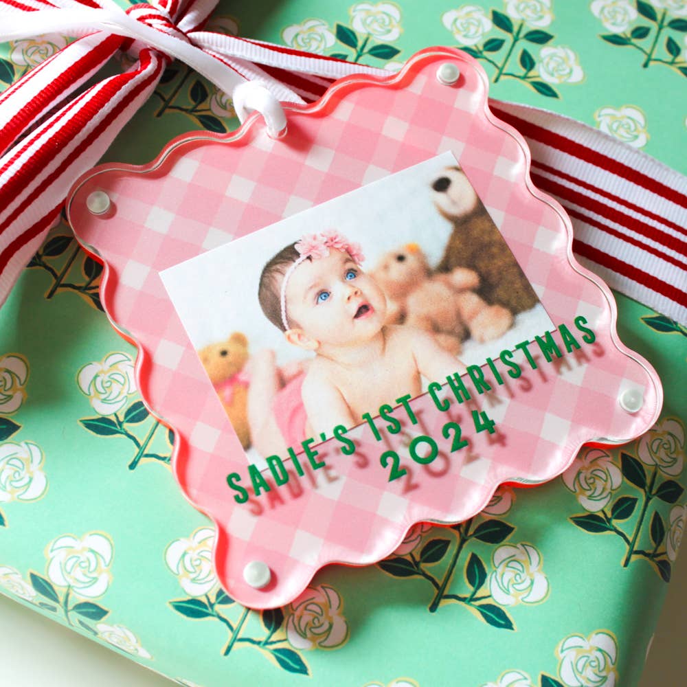 Clairebella Personalized Gifts & Pillows - Wholesale Ornament - Gingham Frame | Custom Photo Frame | Ornament Picture Frame7