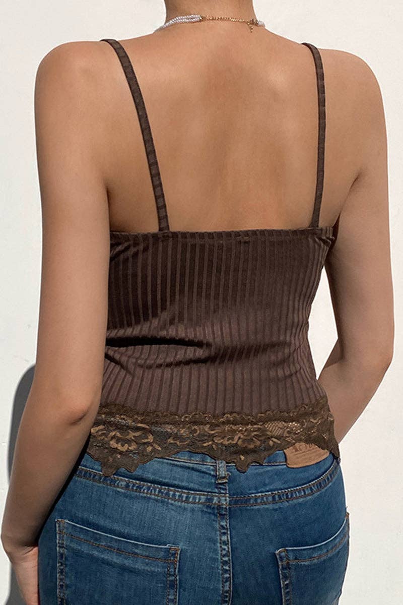 Mccolin - Vendita all'ingrosso Canotta - Donna - Canotta con Scollo a V e Bordo in Pizzo5