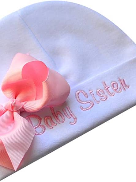 Cappello in cotone con fiocco in gros-grain ricamato per la vendita all'ingrosso da parte di Funny Girl Designs