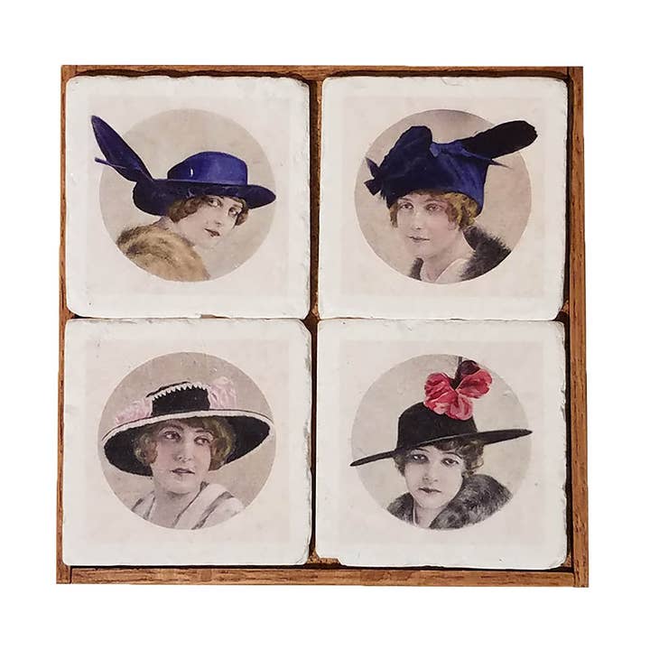 Coasters - Ikoniske vintage damer hatte for engroshandel hos Down Home Products