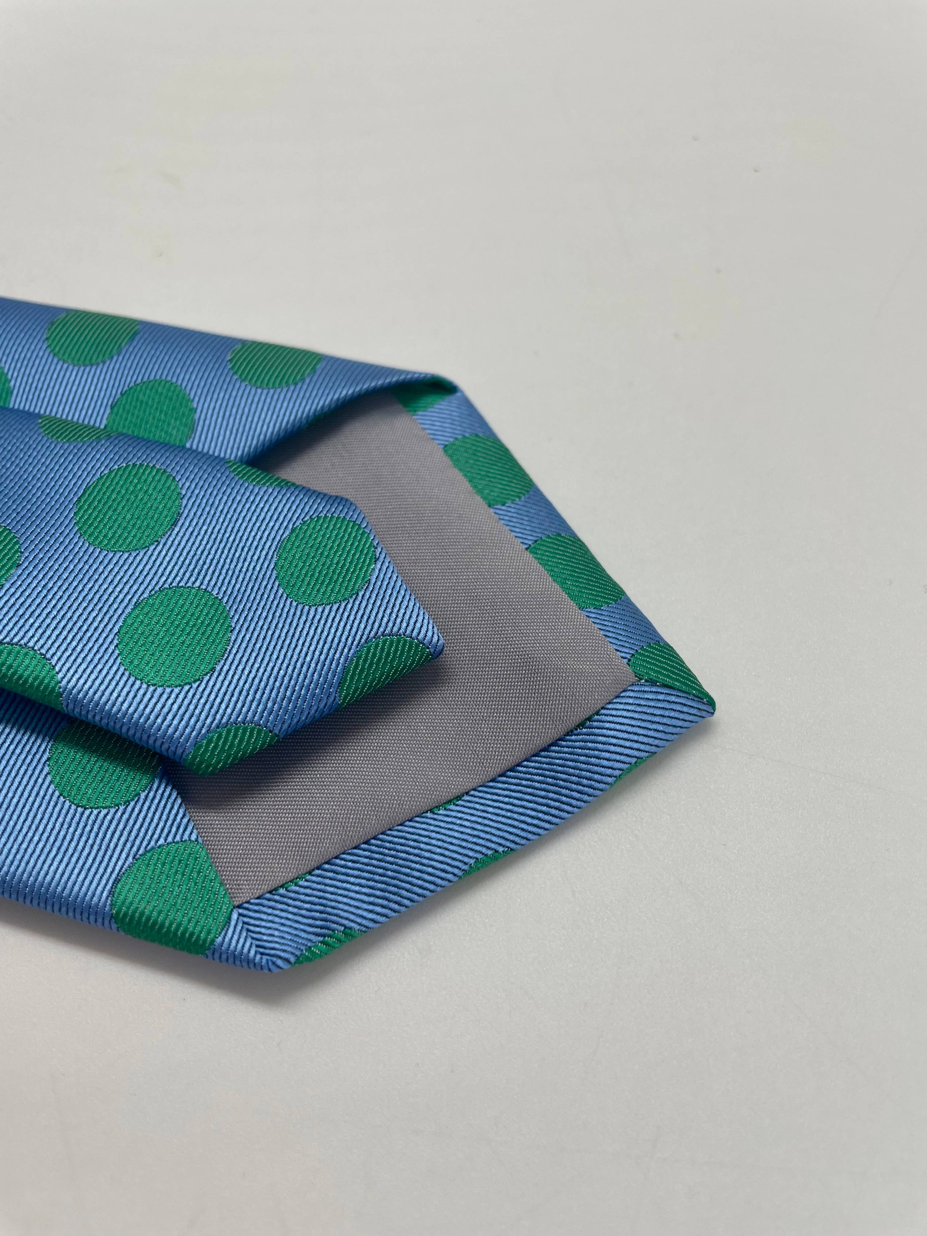 Blau Blaue Krawatte mit grünen Tupfen für Anzug für den Großhandel auf Faire1