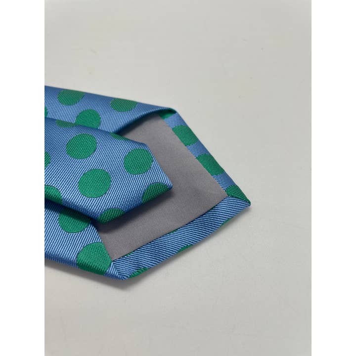 Blau Blaue Krawatte mit grünen Tupfen für Anzug für den Großhandel auf Faire1