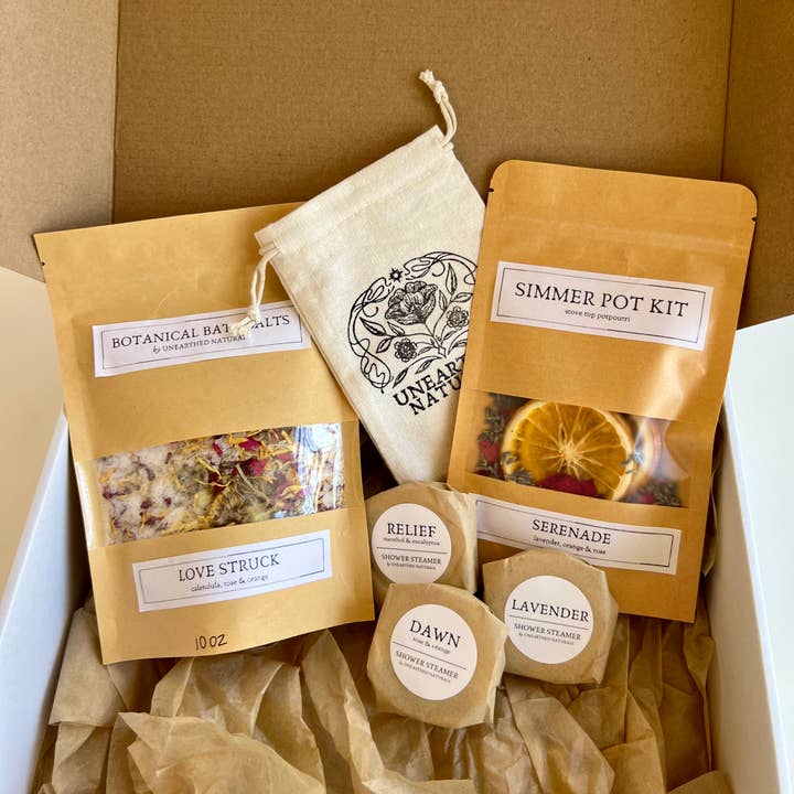 Unearthed Naturals - Wholesale New Mom Gift Box/Set - Botanical Self Care Gift Box - Floral