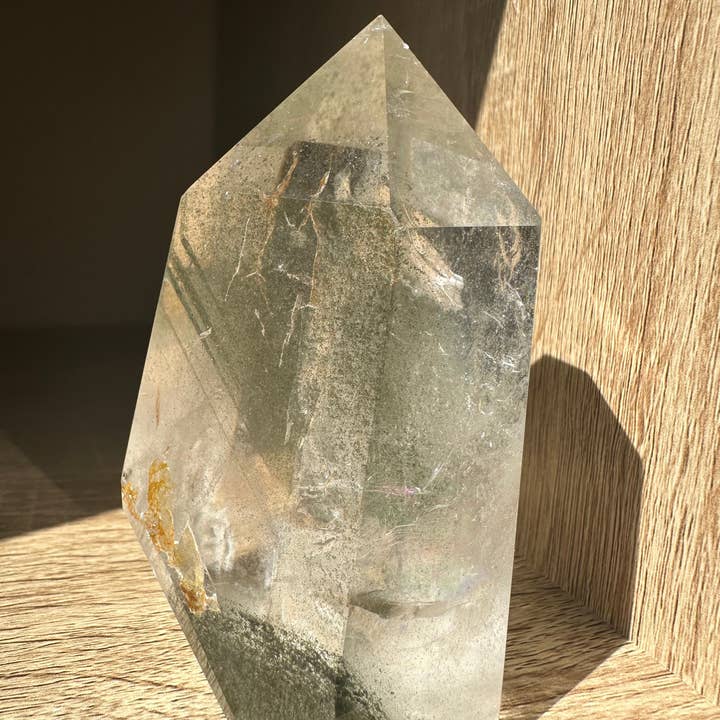 Moon Rituals - Vendita all'ingrosso Pietra/cristallo spirituale - Torre di Quarzo Naturale Raro da Giardino con punto di quarzo arcobaleno Torre di Lodolite Quarzo Scenico punto di cristallo quarzo fantasma verde, Regalo di Natale di Cristallo #64