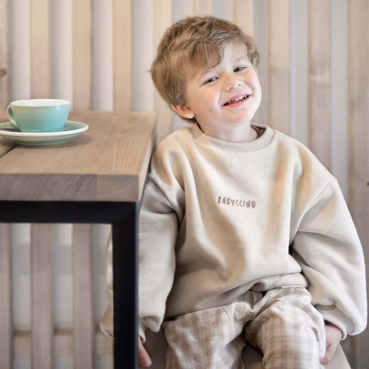 millawkids – wholesale Sweatshirt - Kids – Babyccino Sweatshirt in Oatmeal or Capuccino Colours
