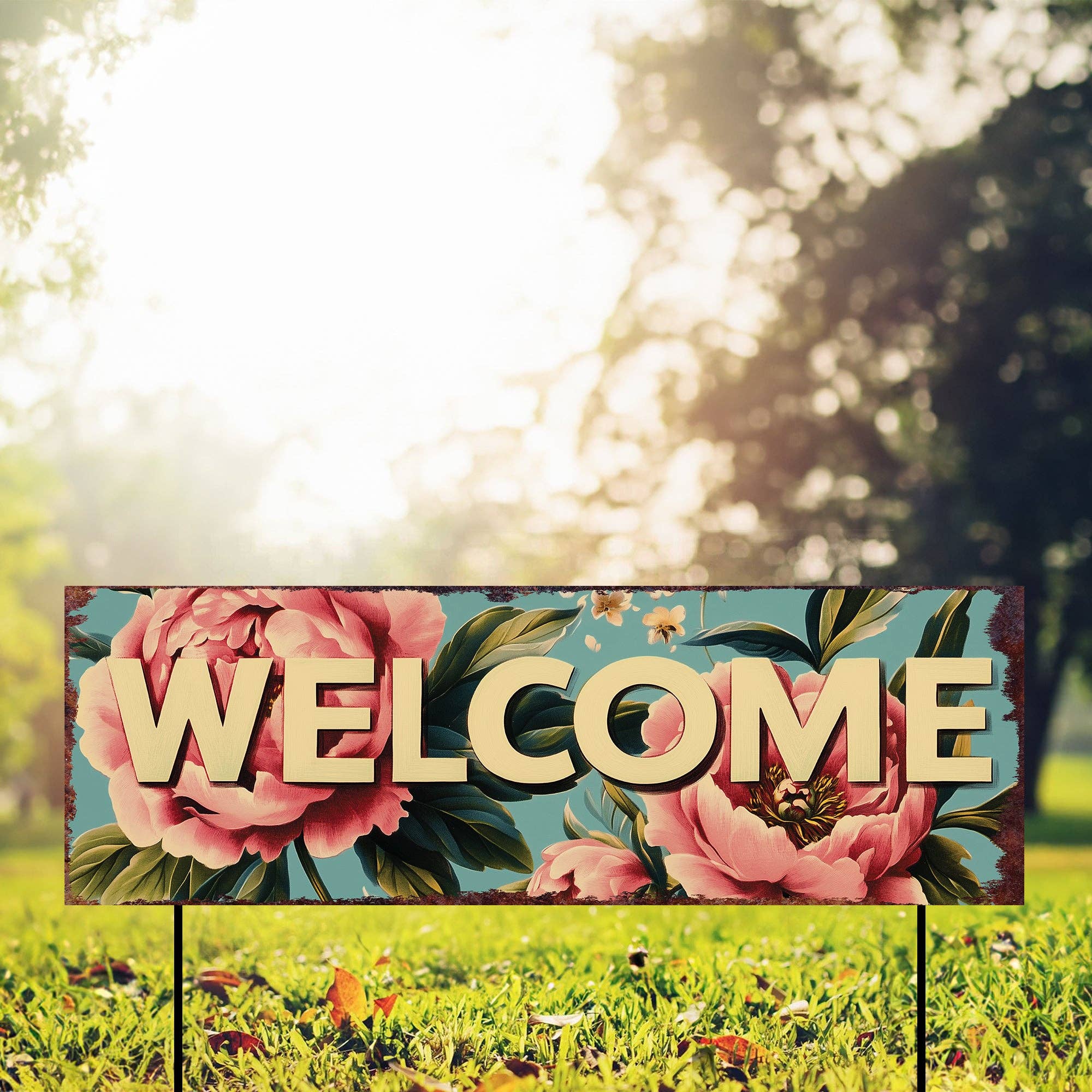 TX USA Corporation - Wholesale Garden/Lawn Stake - Summer Peony Welcome Garden Stake | Farmhouse Outdoor Yard Sign 36in0