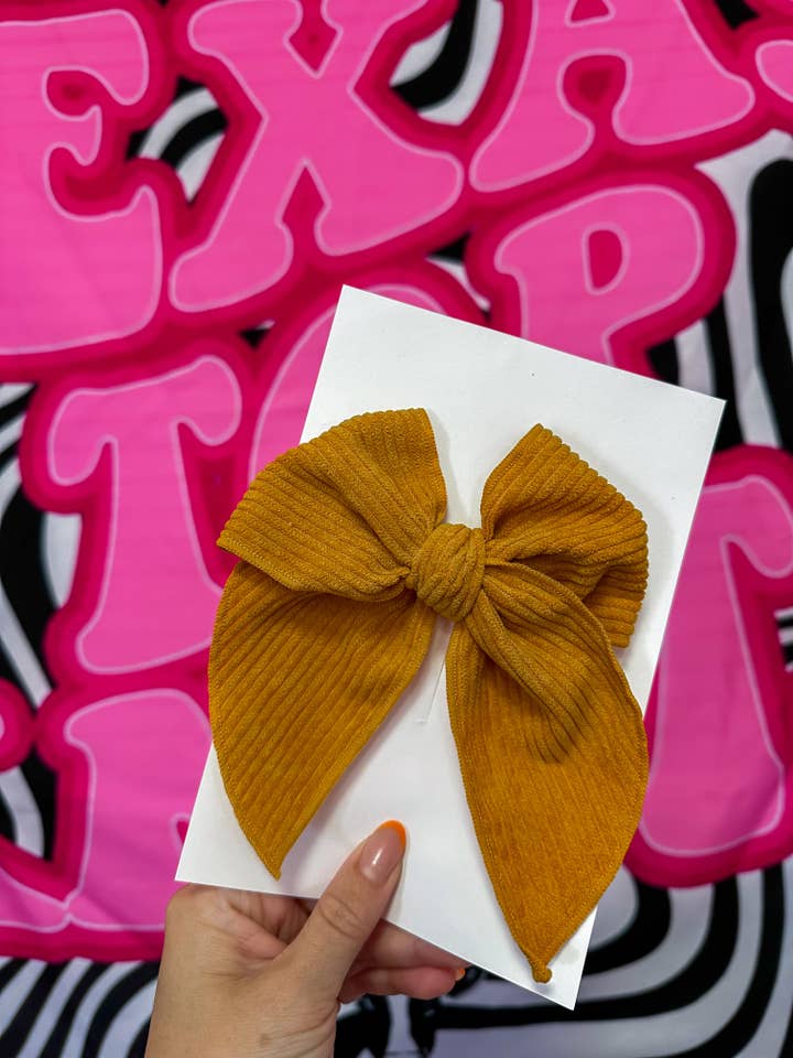 mostarda canelada volumosa Grande Laço por atacado de Texas Top Knots