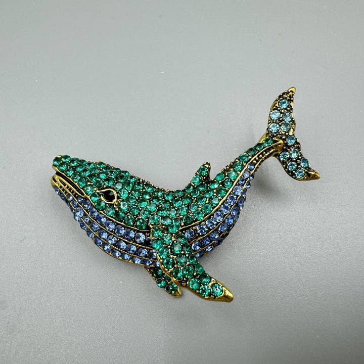 Ole - Wholesale Brooch - Whale Rhinestone Brooch PA34236