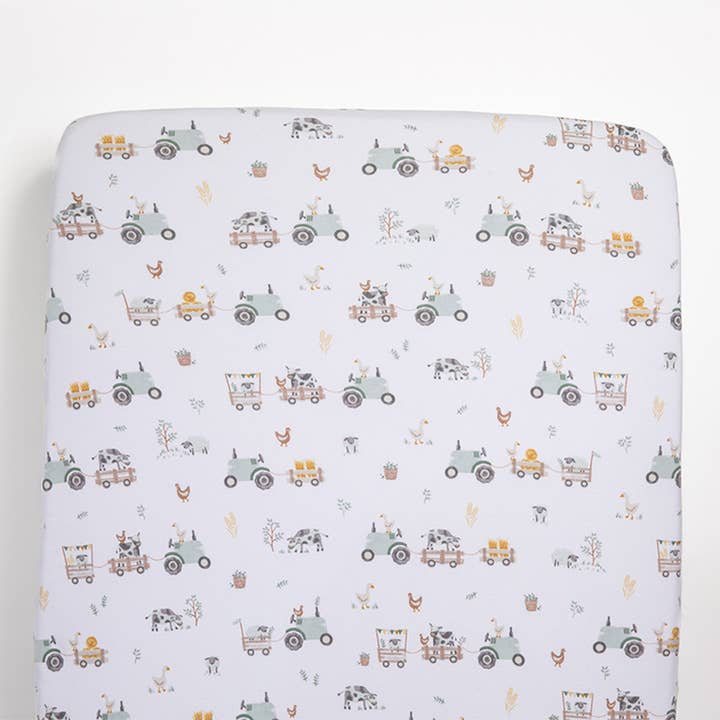 Living Textiles - Wholesale Fitted sheet – Child & baby - 2 Pack Cot Fitted Sheets - Tractor Ride1