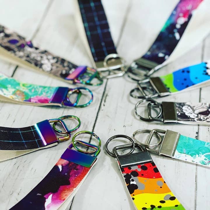 RockerByeDestash.com - Wholesale Lanyard - Women's - Vinyl Lanyard Wristlet Keychain Wrist Strap - RockerByeDestash Swag Rainbow Splatter