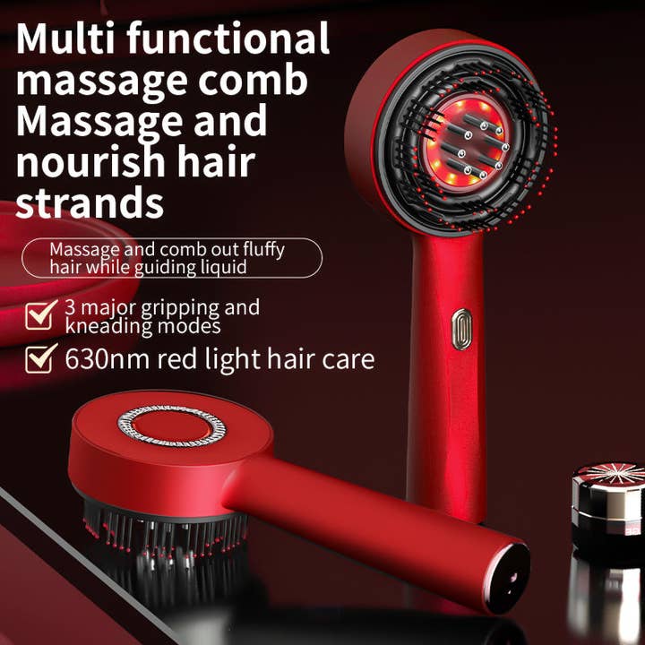 Peigne de massage électrique pour le cuir chevelu, applicateur d'huile pour la croissance, soin des cheveux, masseur de tête à lumière rouge 660nm, améliore la perte de cheveux, brosse. pour la vente par Hair Imports NYC