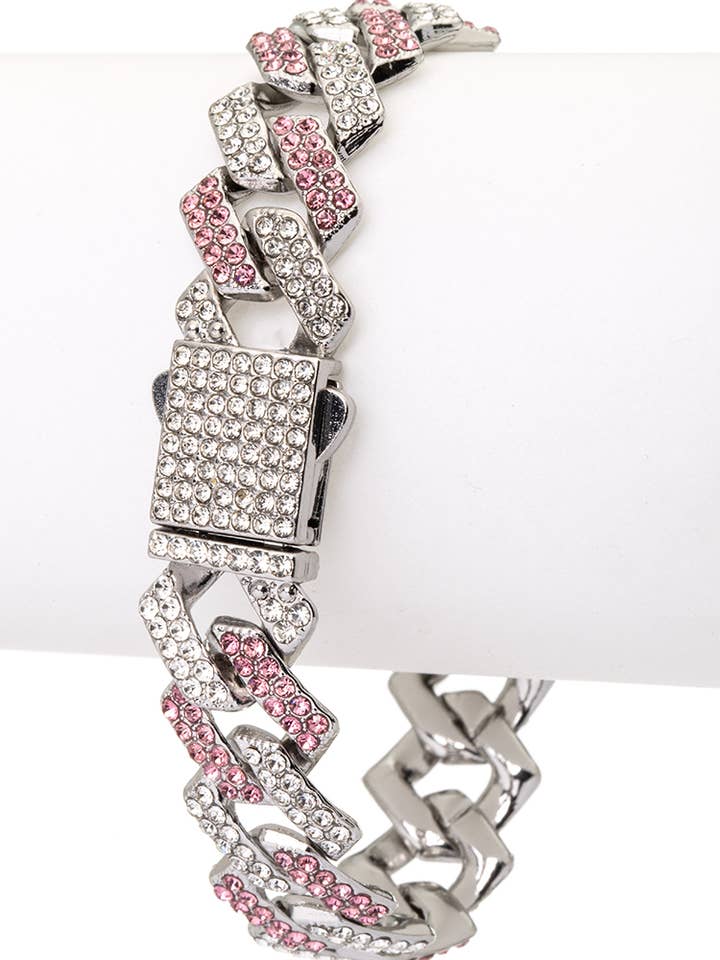 Bracelet Chaîne à Maillons Bicolore avec Strass pour la vente par Artini Accessories