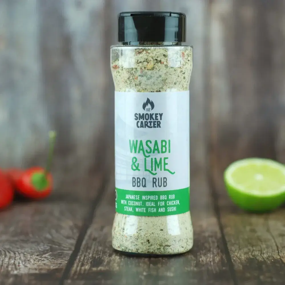 The Smokey Carter – wholesale Rub – Japanese Wasabi & Lime BBQ Rub Shaker1