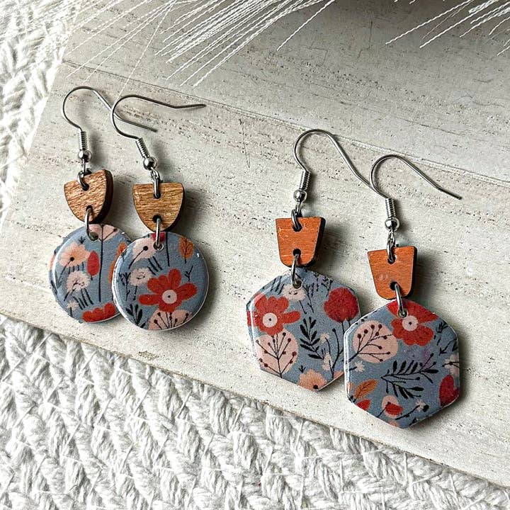 Polymer Clay Earrings - Everyday - Boho Floral for wholesale by KIMCo.