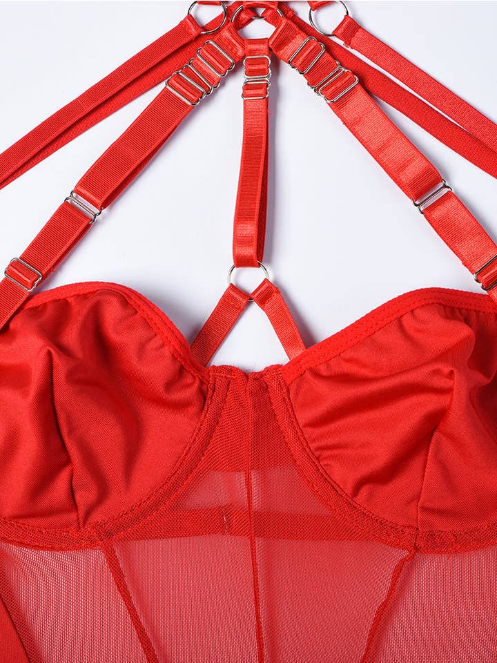 Tourtiwi - Wholesale Lingerie Bodysuit - Women's - Sexy Mesh Halter Lingerie Bodysuit31