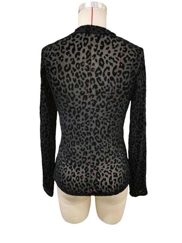 Black Leopard Print Sexy Mesh Top DPT2622 for wholesale on Faire3