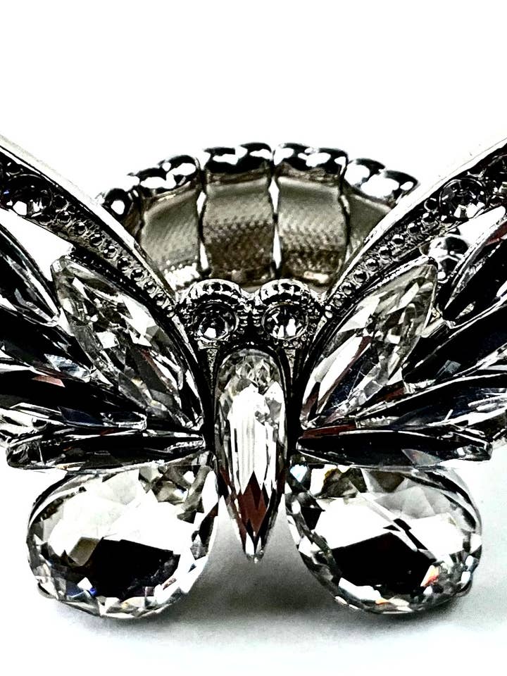 SR106G RG BLING BUTTERFLY STRETCH RING - GOLD for wholesale by Lost & Found Trading