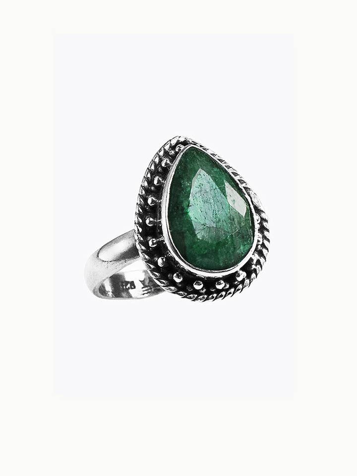 Sivalya Raw Emerald Silver Ring - Amalfi for wholesale by Sivalya