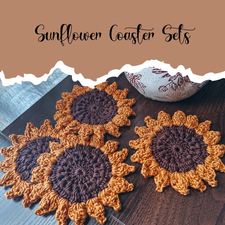 Sunflower Coaster Set for wholesale by Nerdy Beavers Den