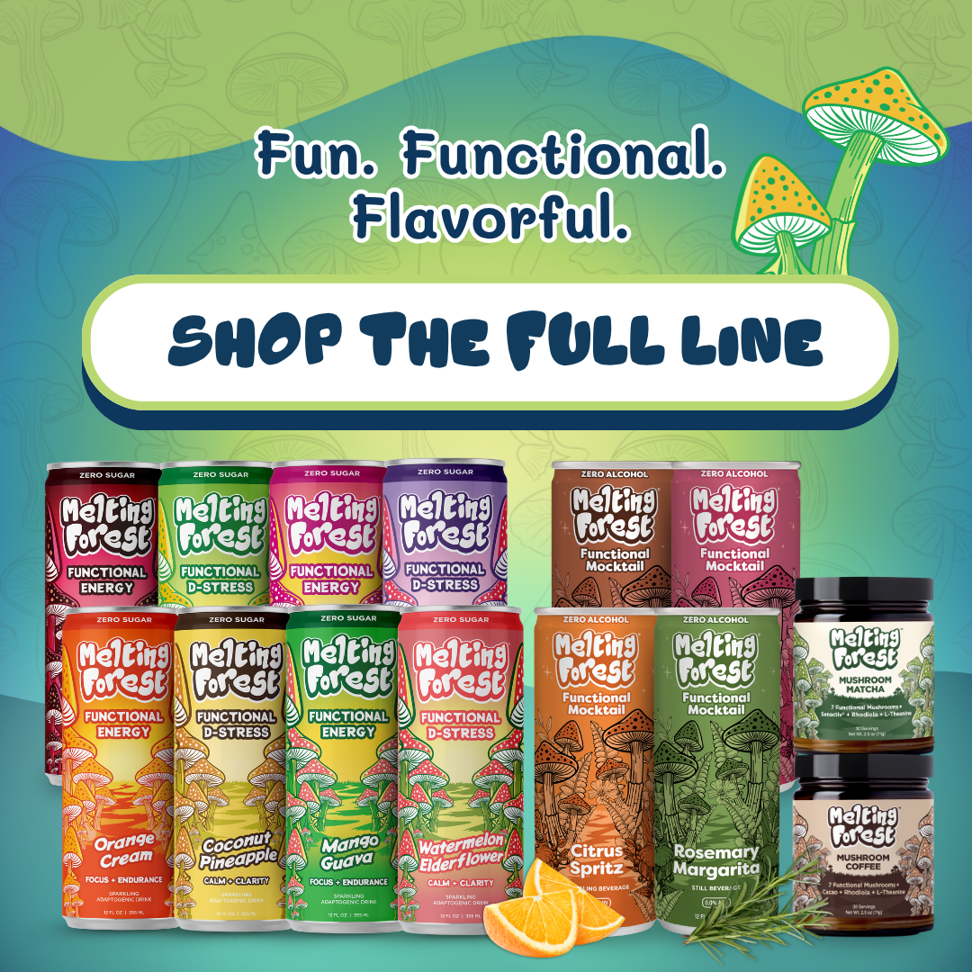 Melting Forest - Vente Eau gazeuse - Boisson aux champignons | Anti-stress | Pack varié4