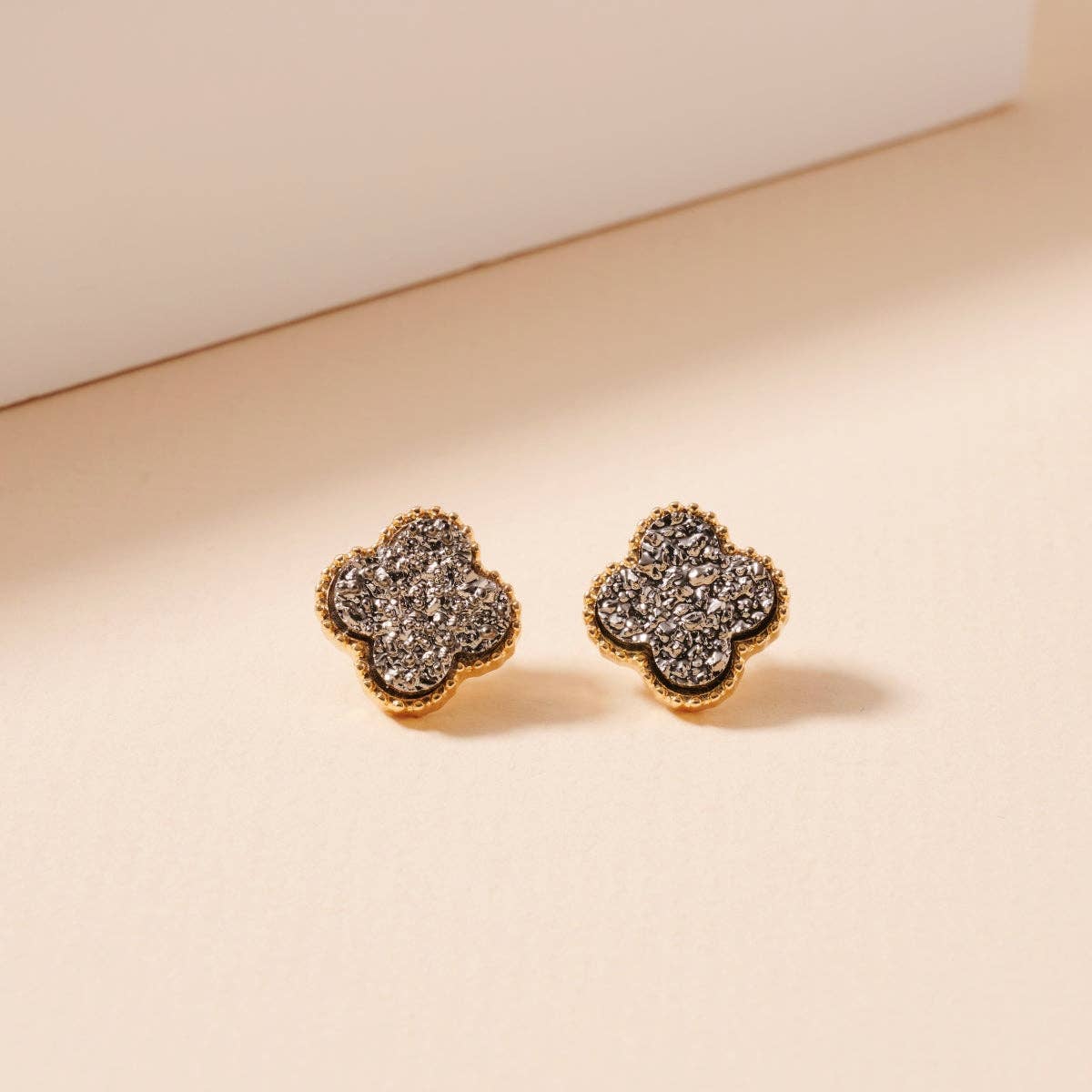 Frem - Wholesale Stud/Post Earrings - Mini Druzy Flower Stud Earrings13