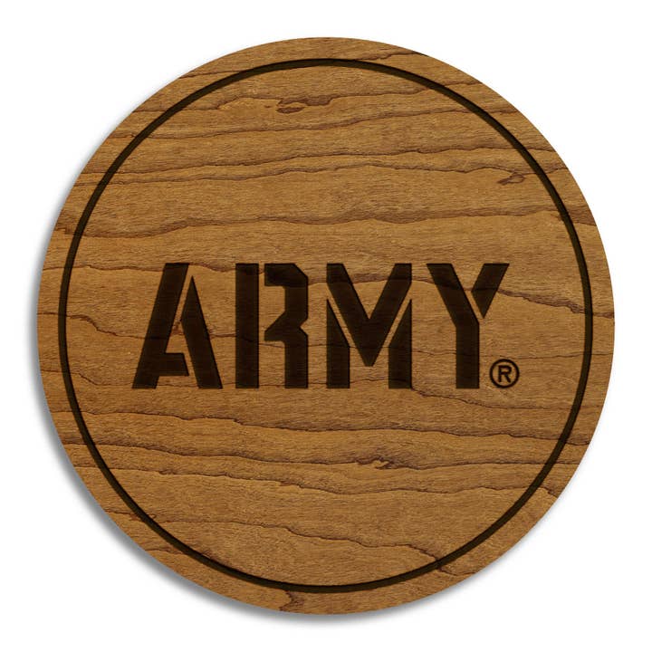 West Point University Army Wordmark Coaster – Crafted from Cherry or Maple Wood – West Point Black Knights for wholesale by LazerEdge