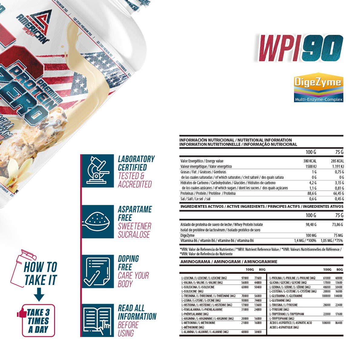AMERICAN SUPLEMENT S.L. - Vendita all'ingrosso Proteine/superfood in polvere - American Suplemento | Premium IsoZero WPI90 2 kg/900gr13