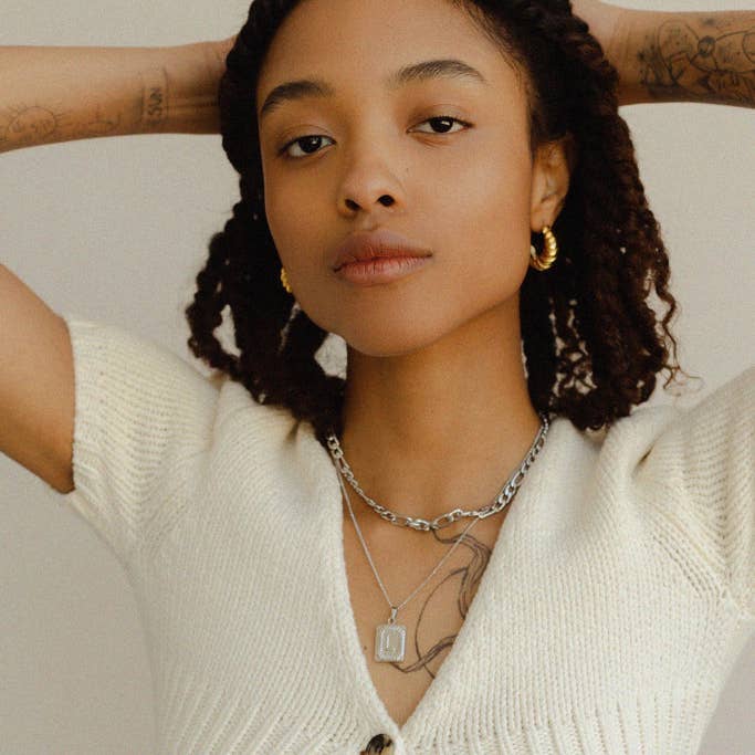 Katinki – wholesale Pendant/charm necklace – Personalized Initial Rectangle Medallion Necklace5