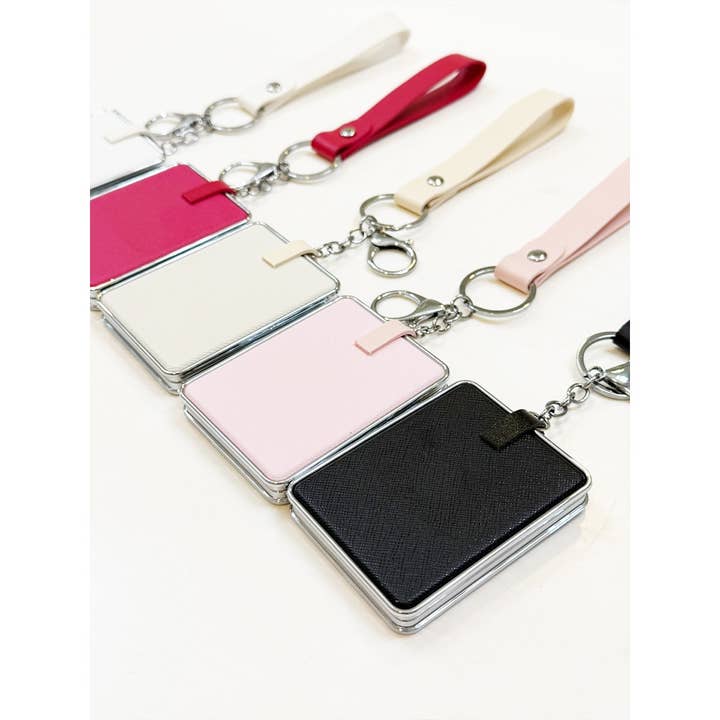 MIX COLOR Double Side Mirror with Strap and Key Ring for wholesale on Faire