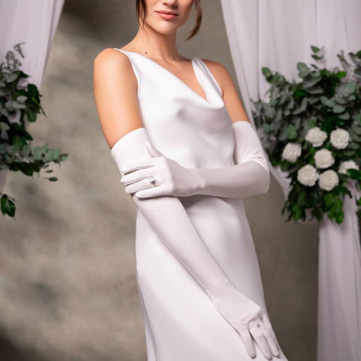 Desdemona | Bridal Silk Opera Glove for wholesale by Cornelia James