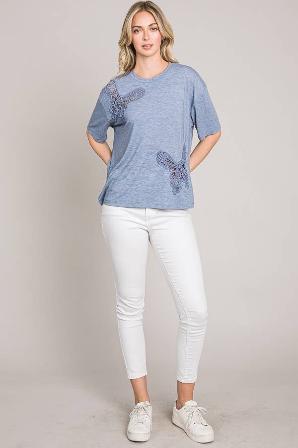 Cerule - Wholesale Gebreide top - Dames - Uitgesneden oversized gebreide top met vlinderprint13