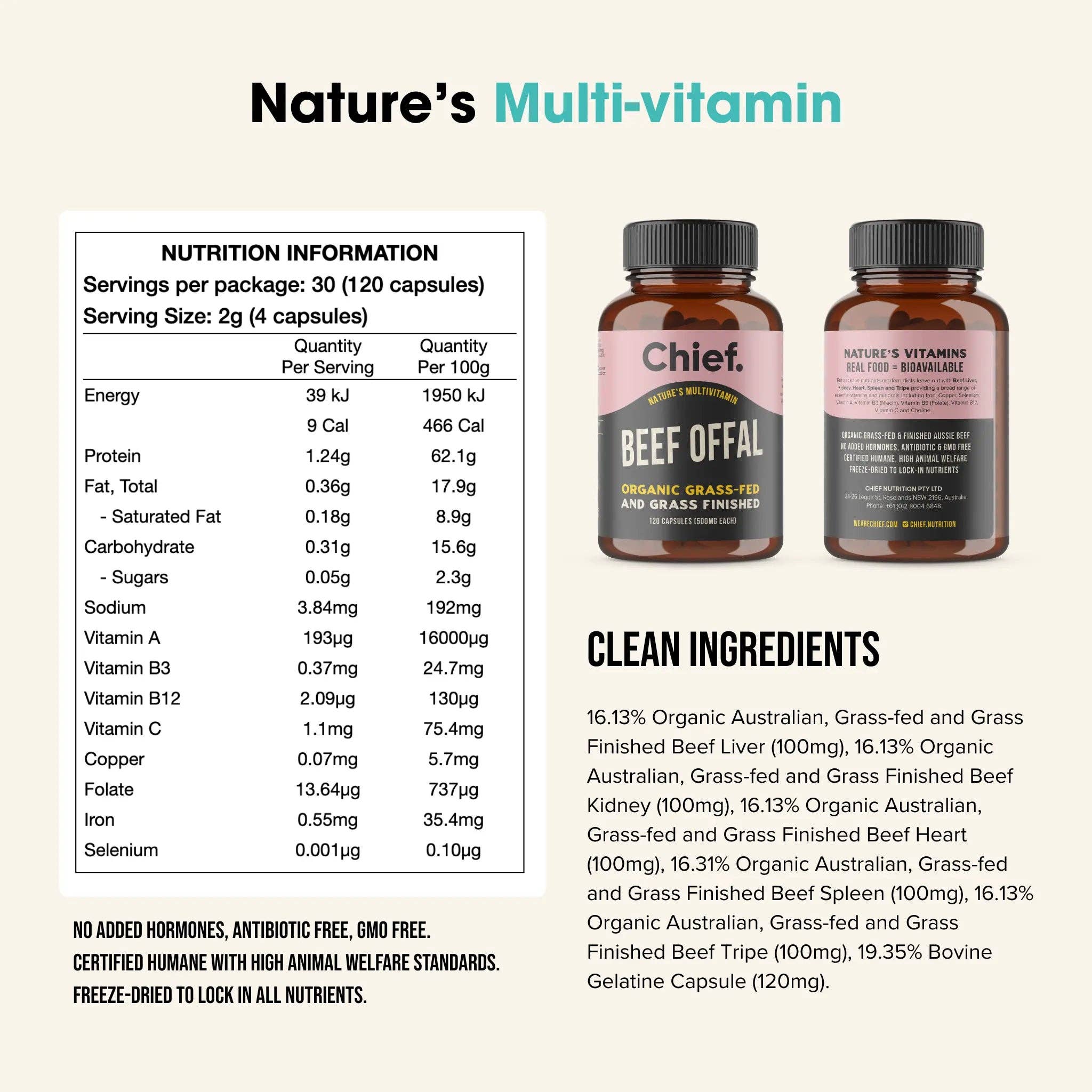 Chief Nutrition - Wholesale Oral supplement/vitamin - Organic Beef Offal (Multivitamin)2