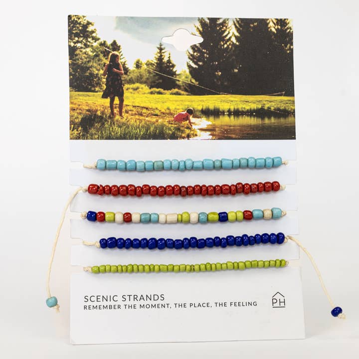 Bali Glass Beads Scenic Strands Pull Bracelets Set/5 for wholesale by Pink House Imports